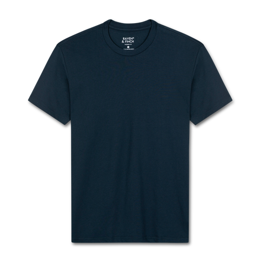 Men’s Crew Neck T-Shirt, Short Sleeve Slim Fit Solid Tee, Navy Blue