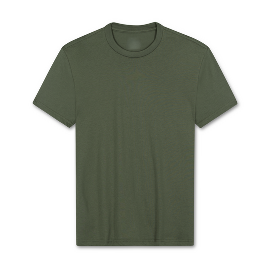 Men’s Crew Neck T-Shirt, Short Sleeve Slim Fit Solid Tee, Military Green