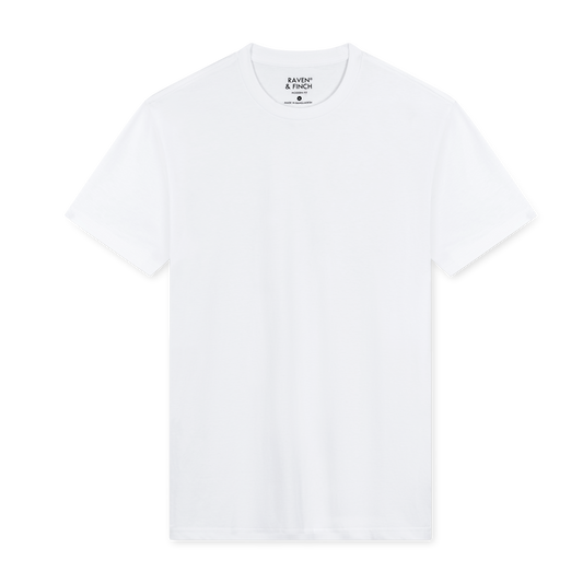 Men’s Crew Neck T-Shirt, Short Sleeve Slim Fit Solid Tee, White