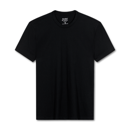 Men’s Crew Neck T-Shirt, Short Sleeve Solid Slim Fit Tee, Black