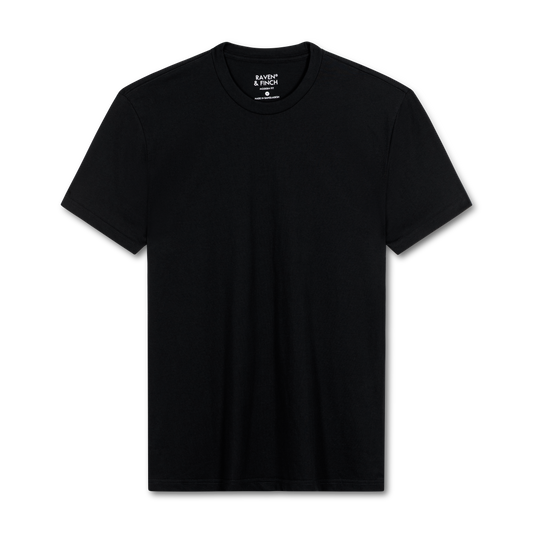 Men’s Crew Neck T-Shirt, Short Sleeve Solid Slim Fit Tee, Black