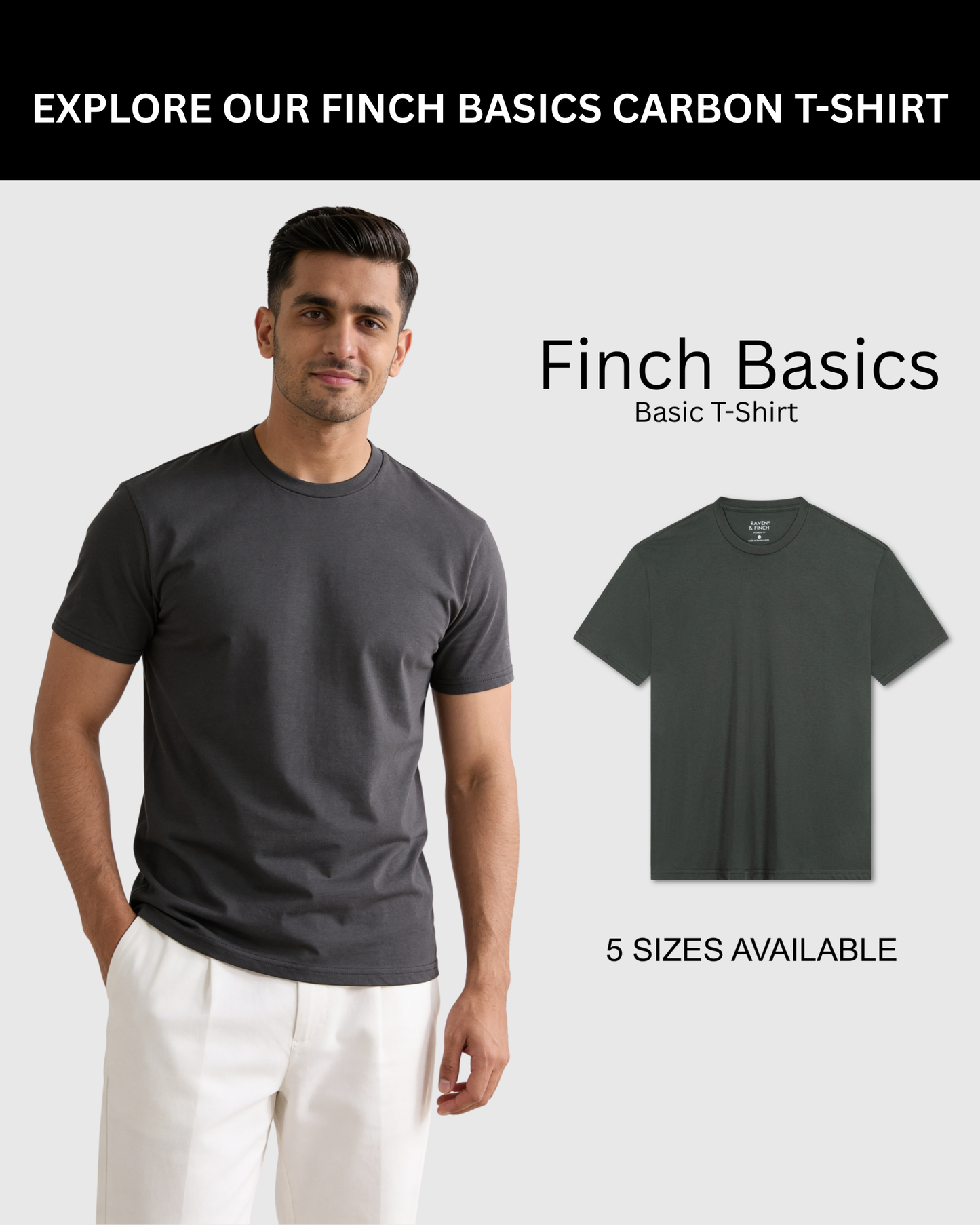 Men’s Crew Neck T-Shirt, Short Sleeve Slim Fit Solid Tee, Carbon