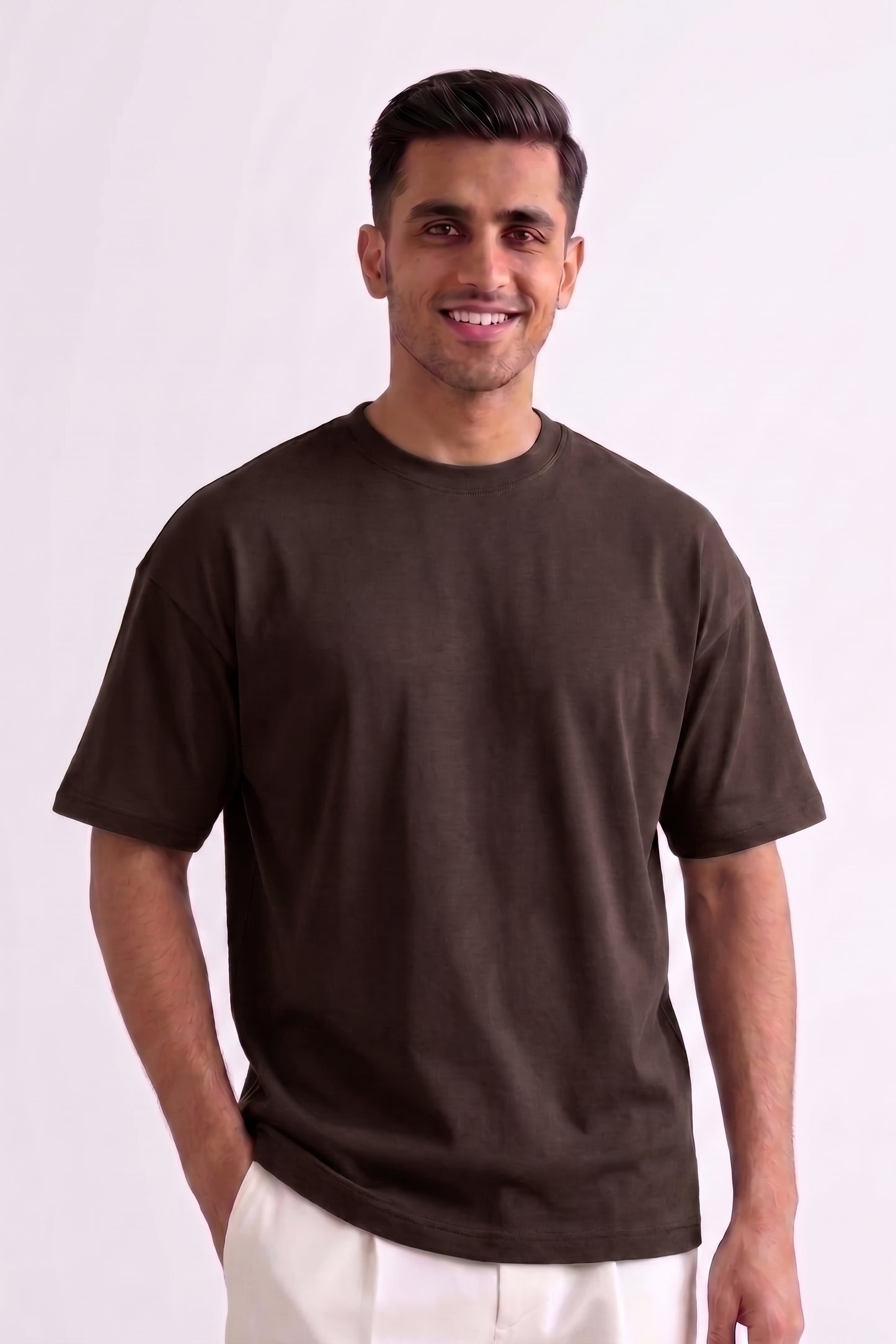 Men’s Dark Brown Drop Shoulder T-shirt