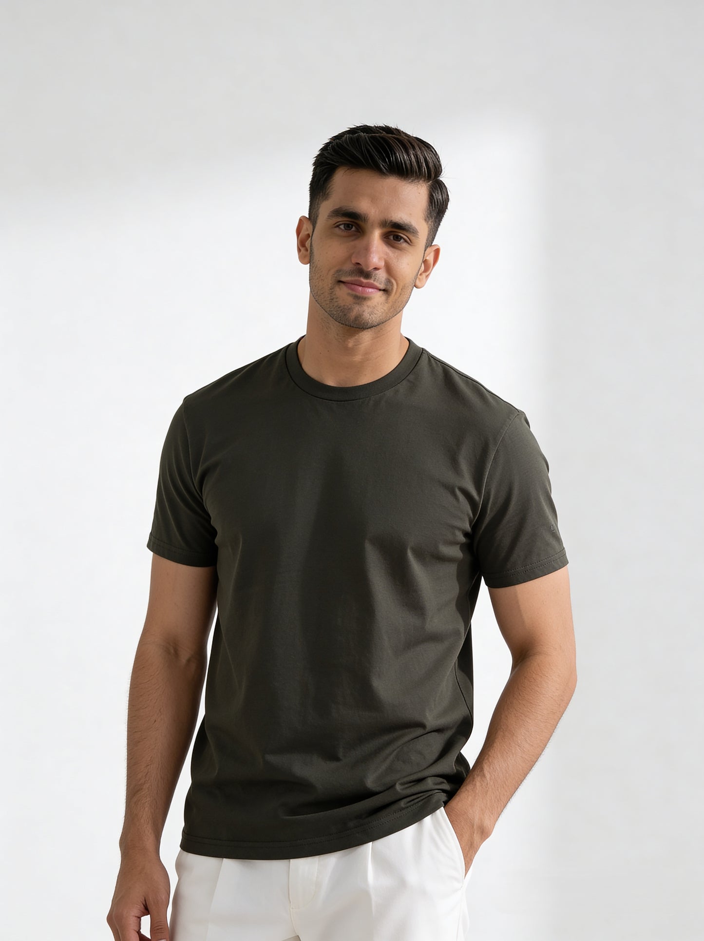 Men’s Crew Neck T-Shirt, Short Sleeve Slim Fit Solid Tee, Carbon