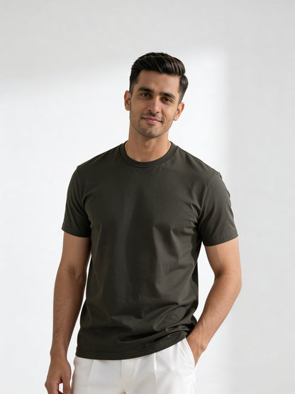 Men’s Crew Neck T-Shirt, Short Sleeve Slim Fit Solid Tee, Carbon