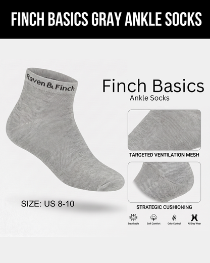 Finch Basics Gray Ankle Socks