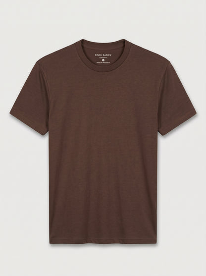Men’s Crew Neck T-Shirt, 180 GSM Short Sleeve Slim Fit Solid Tee, Light Brown