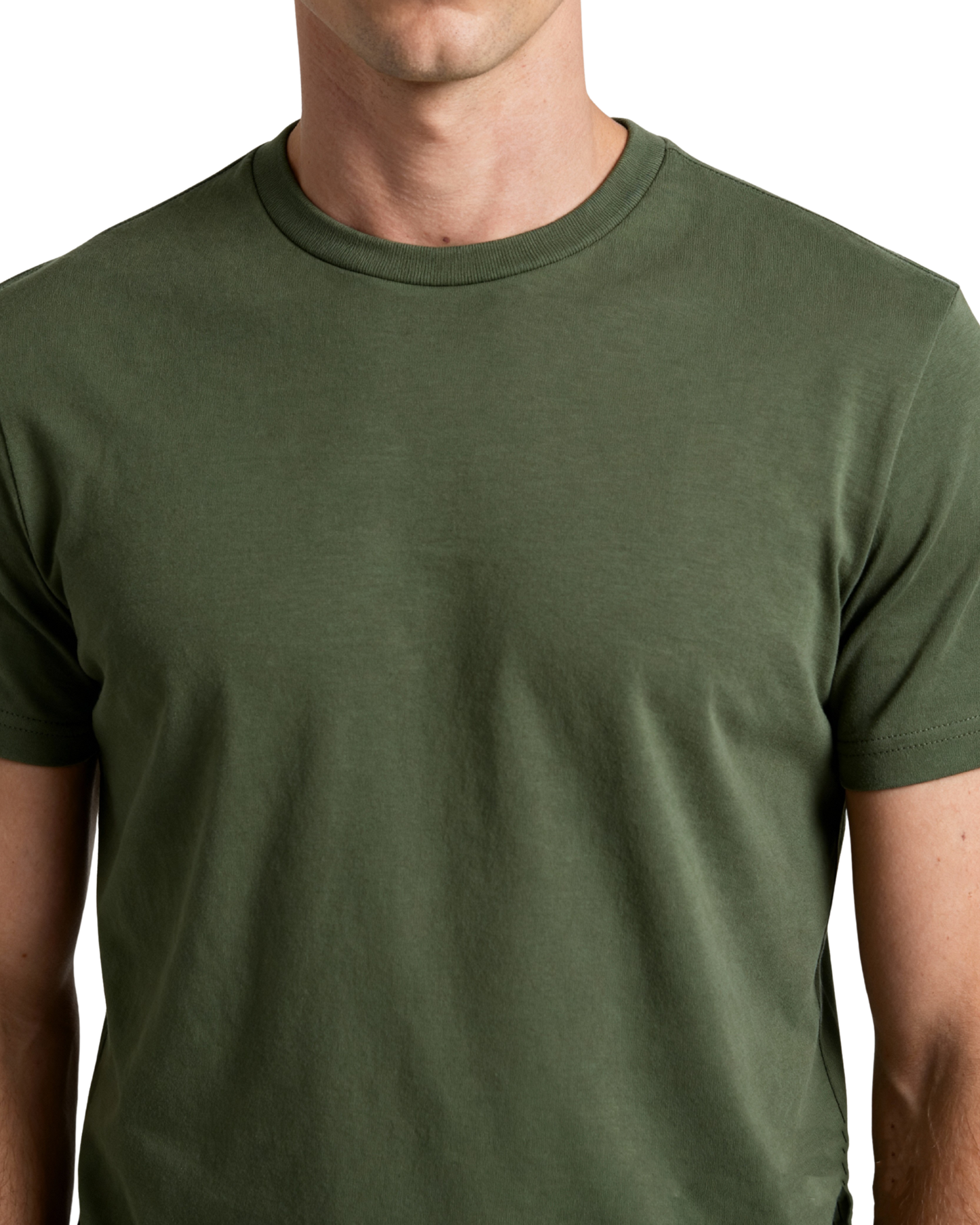 Men’s Crew Neck T-Shirt, Short Sleeve Slim Fit Solid Tee, Military Green