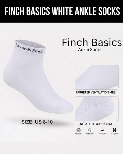 Finch Basics White Ankle Socks
