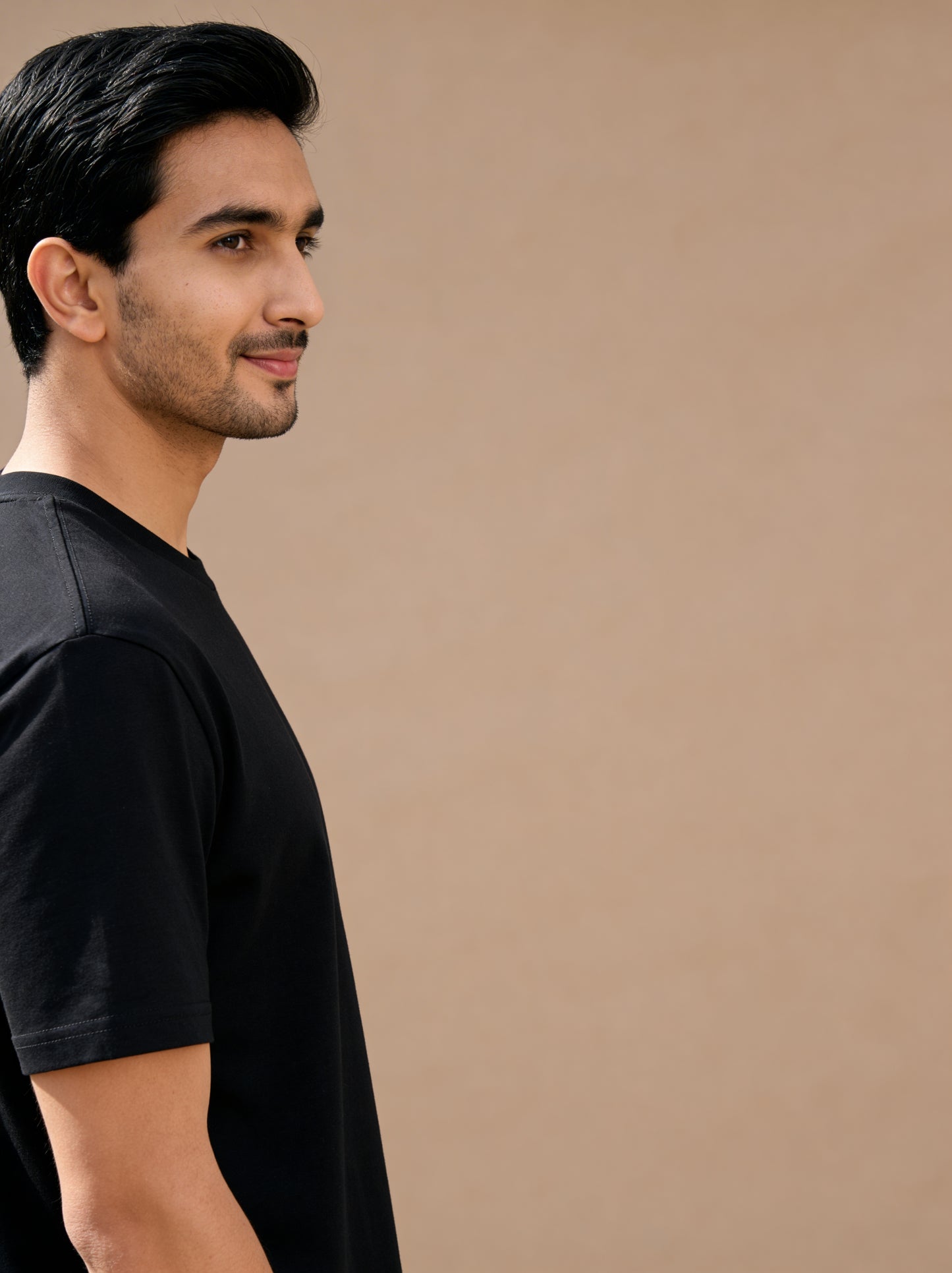 Men’s Crew Neck T-Shirt, Short Sleeve Solid Slim Fit Tee, Black