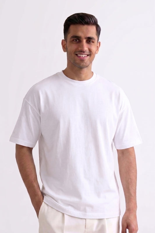 Men's White Drop Shoulder T-Shirt